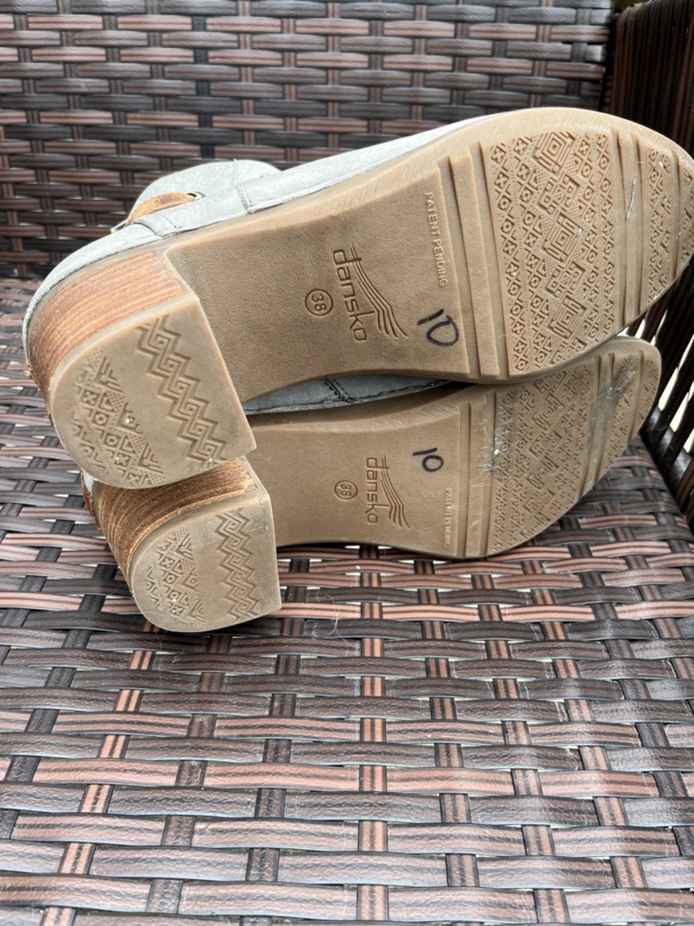 Dansko Hartley Boots -Gray Leather Ankle Boots with Brown Buckle Strap - Picture 11 of 16